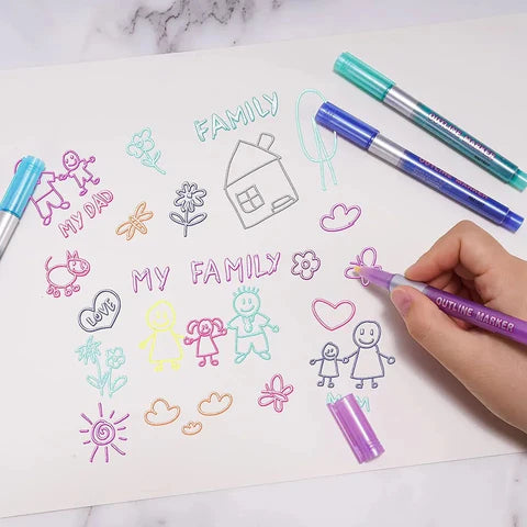 Outline Glitter Markers (12 Colors)