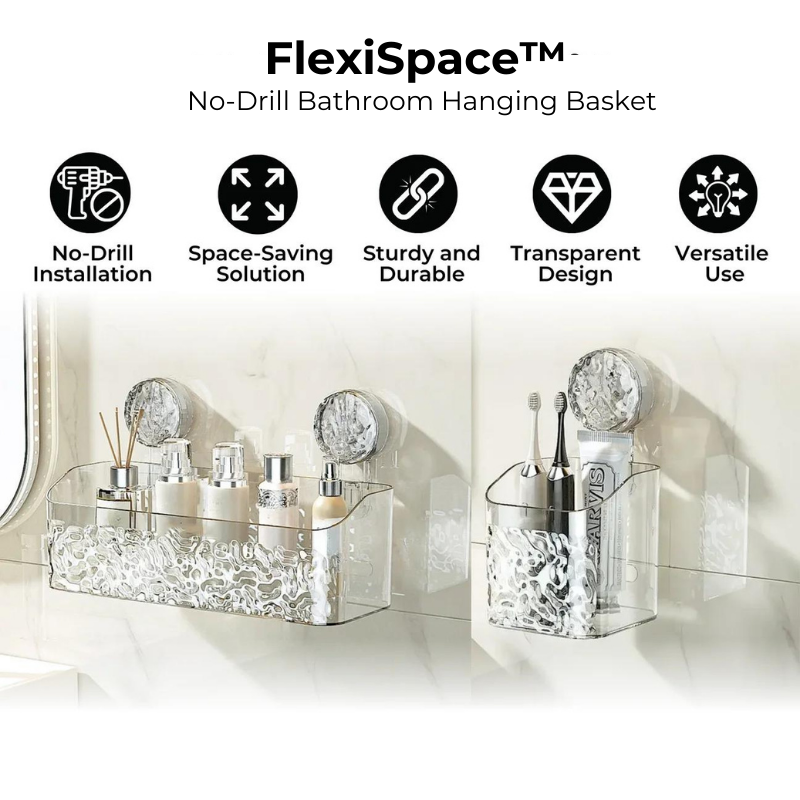 FlexiSpace™ No-Drill Bathroom Hanging Basket