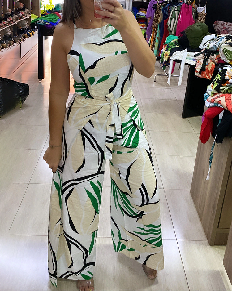 Sleeveless Printed Jumpsuit