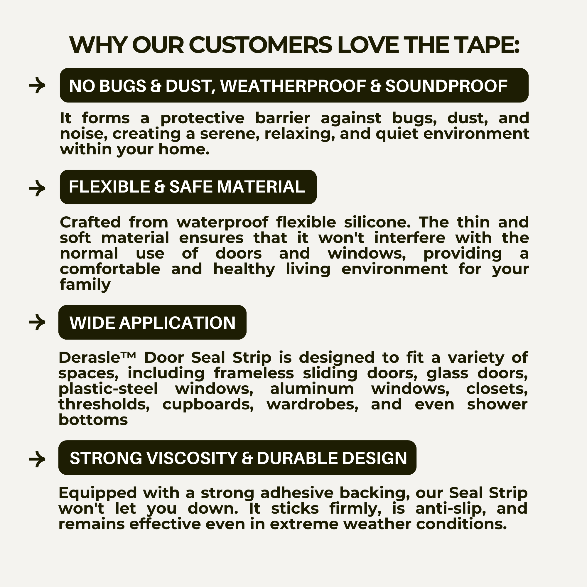 Derasle™ Door Seal Strip - 9.8 Feet Length Tape