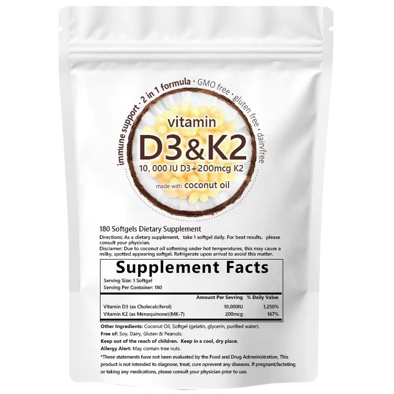 Vitamin D3 K2 Supplement Softgels