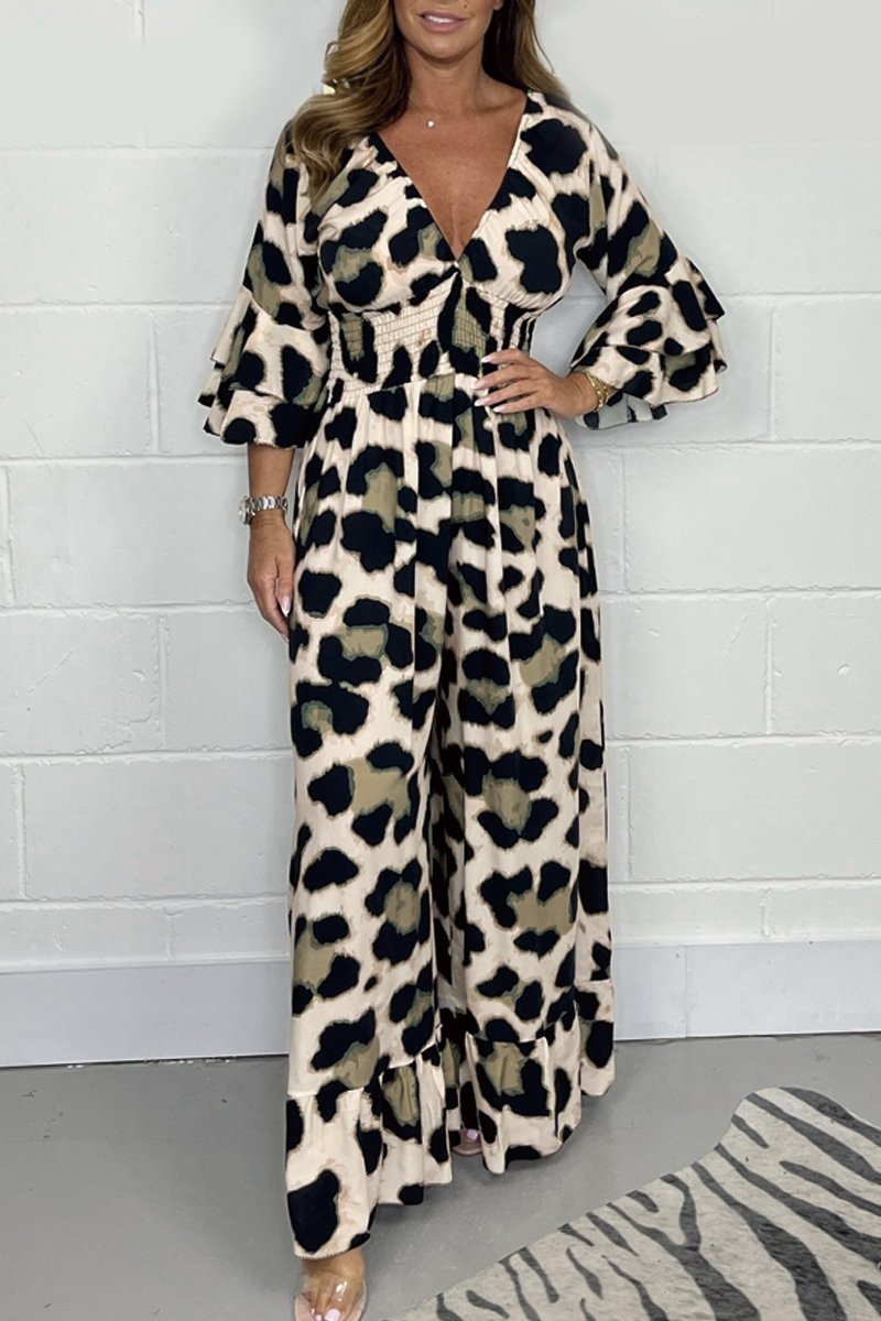 Leopard Print V-neck Dress
