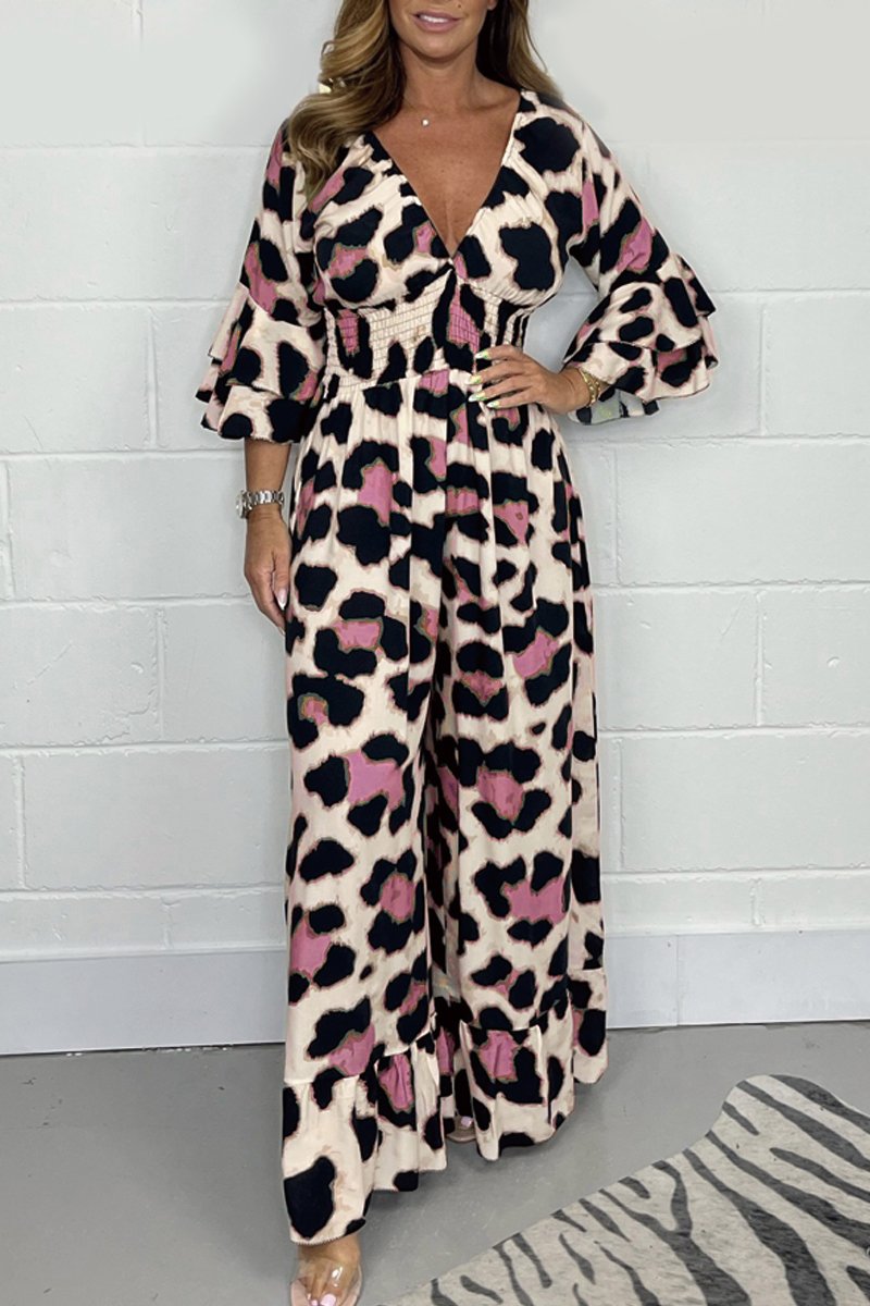 Leopard Print V-neck Dress