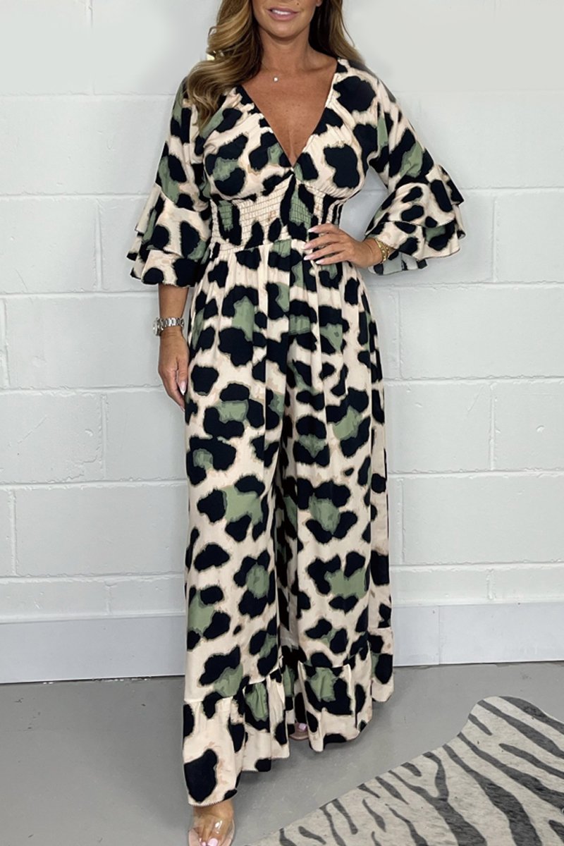 Leopard Print V-neck Dress