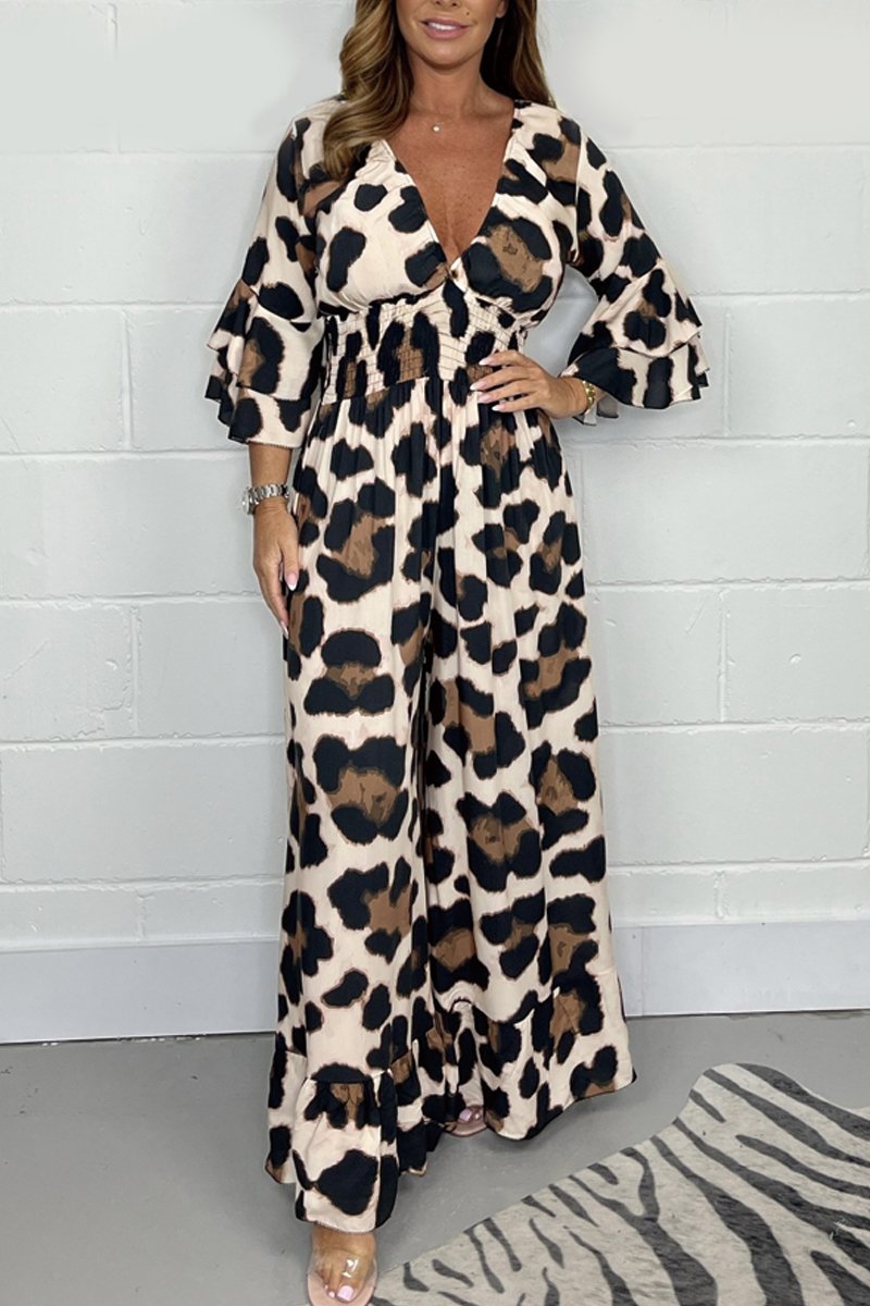 Leopard Print V-neck Dress