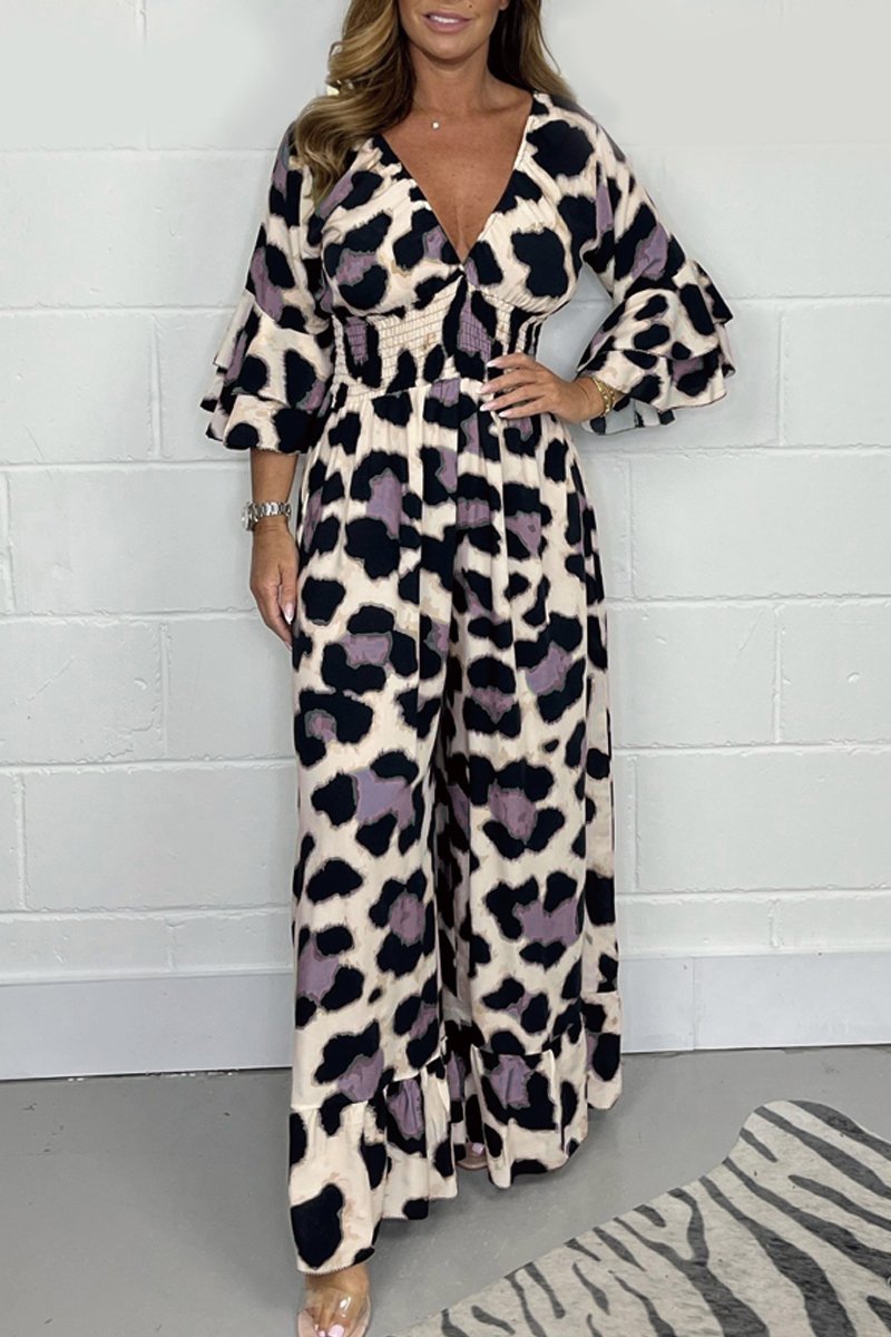 Leopard Print V-neck Dress
