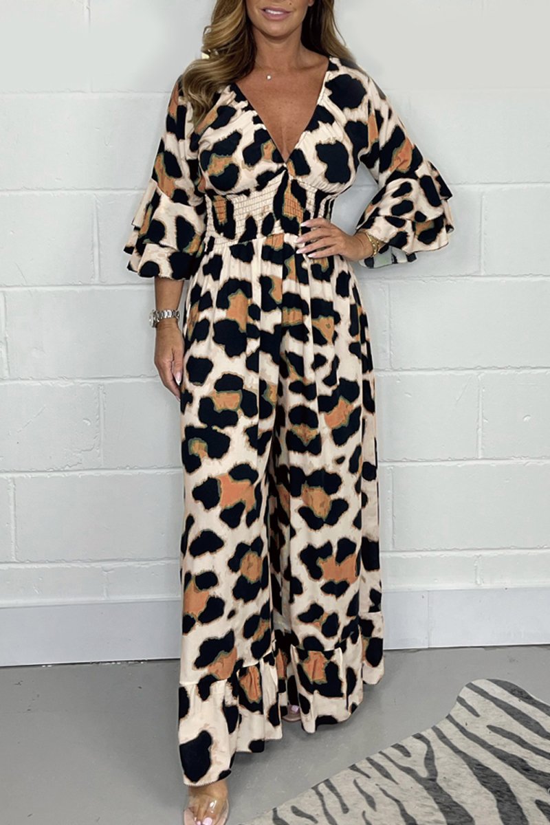 Leopard Print V-neck Dress